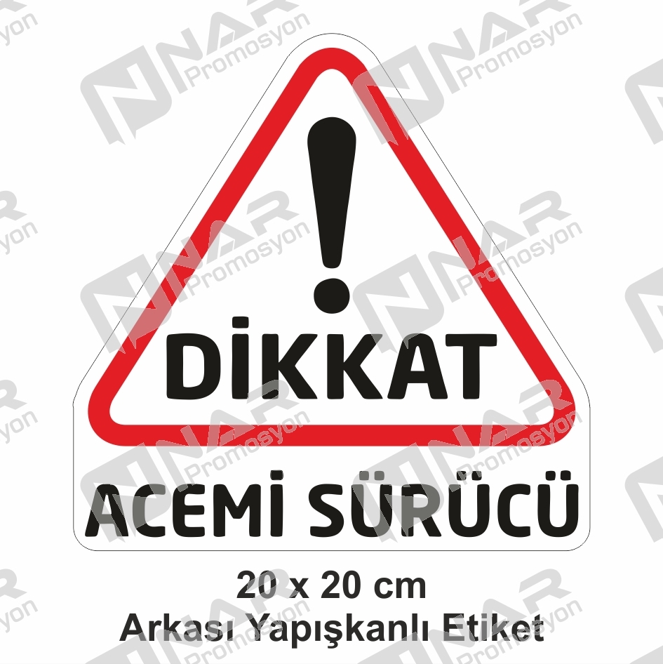 Acemi%20Sürücü,%20Sticker%20Etiket%20Yapışkanlı%2020x20%20cm