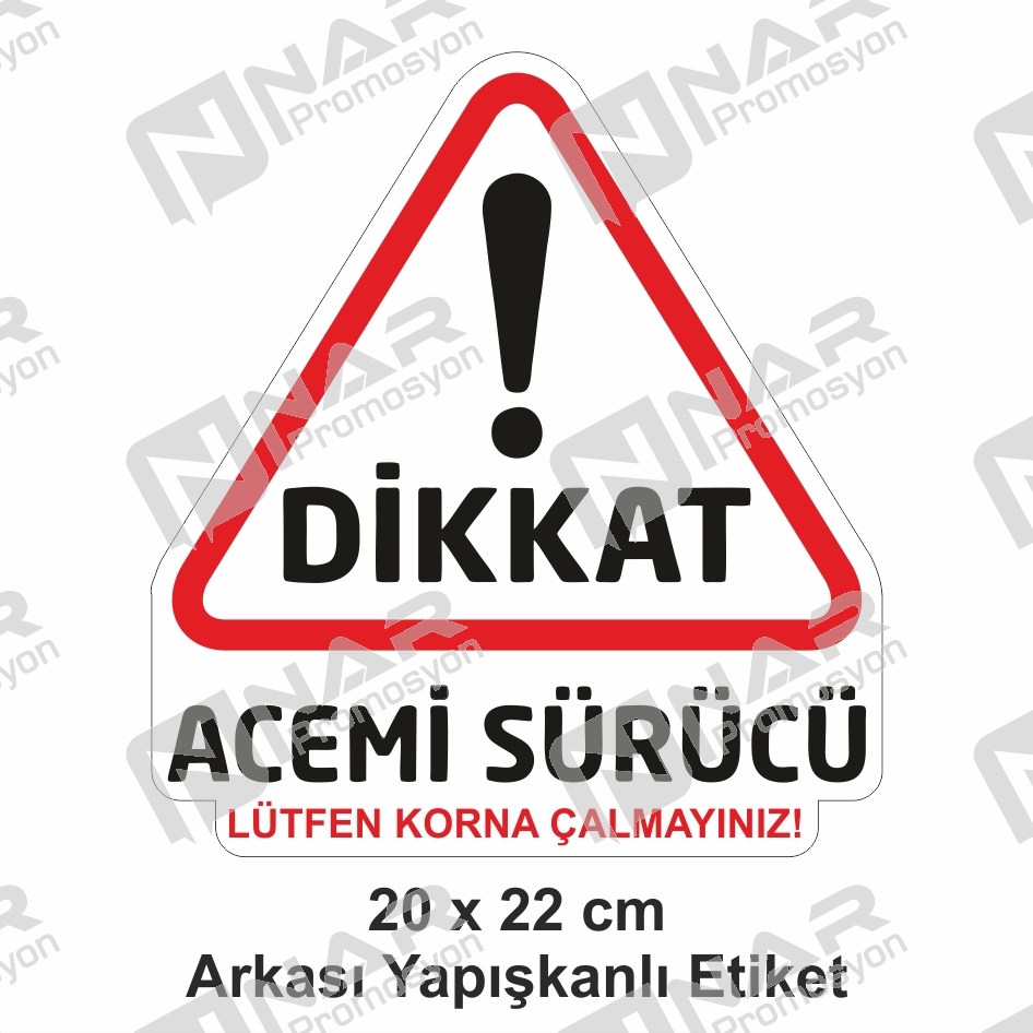 Acemi%20Sürücü,%20Sticker%20Etiket%20Yapışkanlı%2020x20%20cm