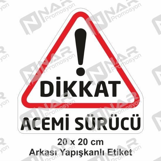 Acemi Sürücü, Sticker Etiket Yapışkanlı 20x20 cm