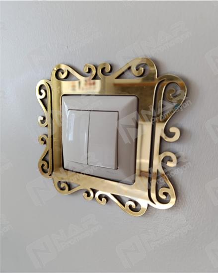 4 Adet Gold Dekoratif Priz Çerçevesi İç Ölçüleri 8,5 x 8,5 cm 